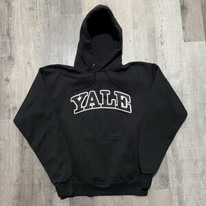 Vintage YALE University Black/White Champion Pull Over Hoodie Sweatshirt Sz M
